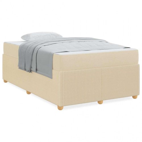 Sengestel i stof med madras - creme 120 x 190 cm