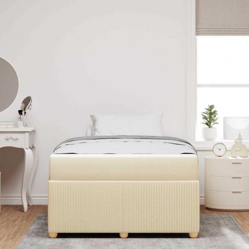 Sengestel i stof med madras - creme 120 x 190 cm