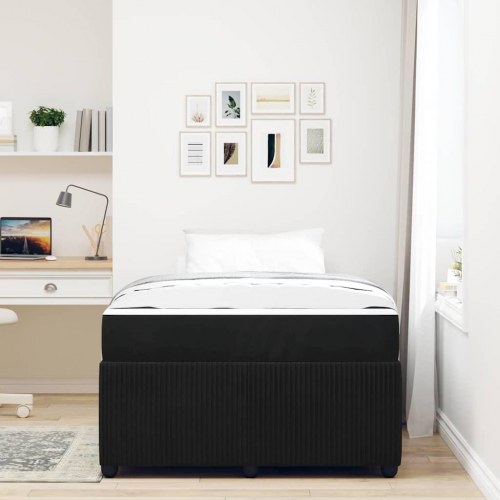 Sengestel med madras Sort 120 x 200 cm Stof