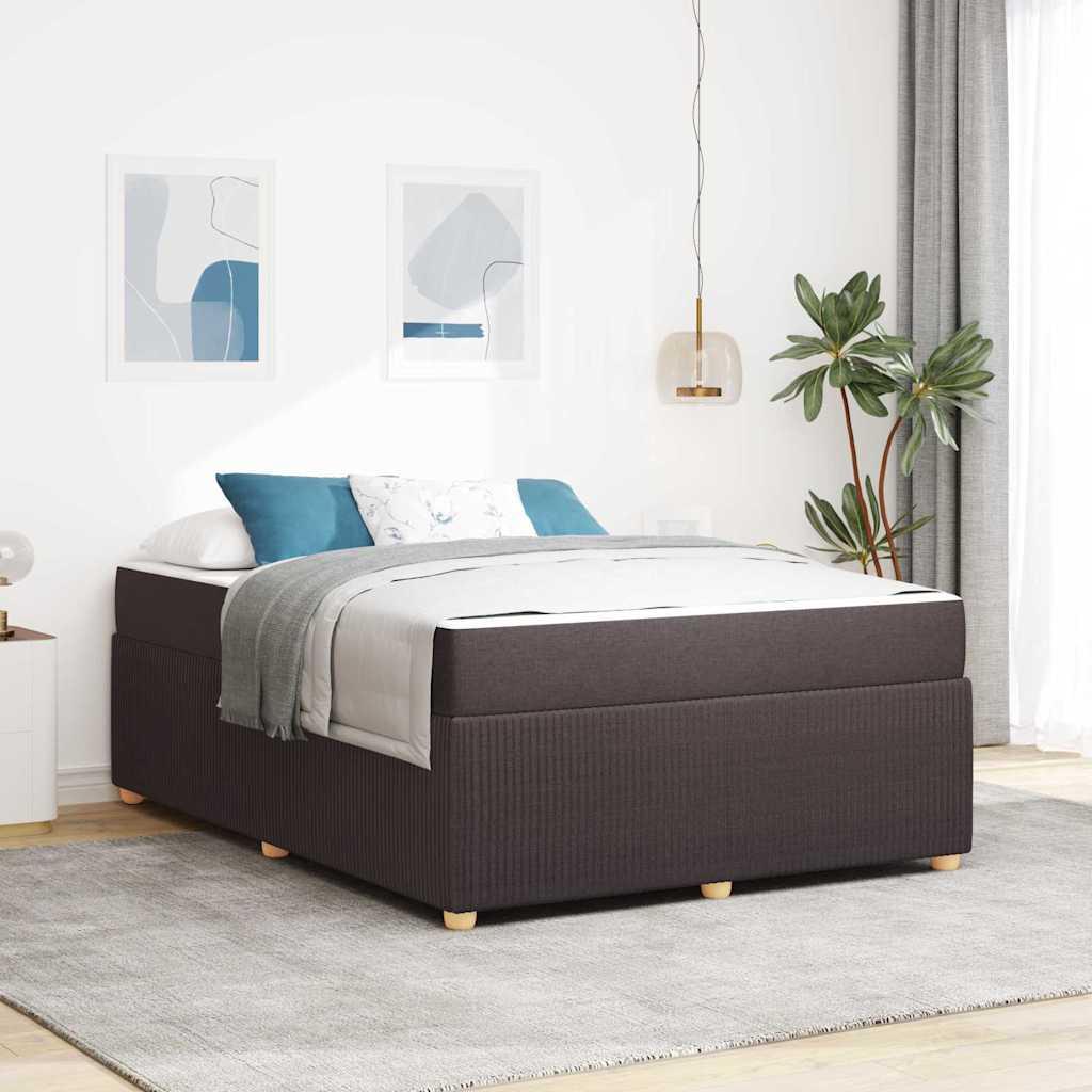 Sengeramme med madras med madras Mørkebrun 140 x 200 cm Stof