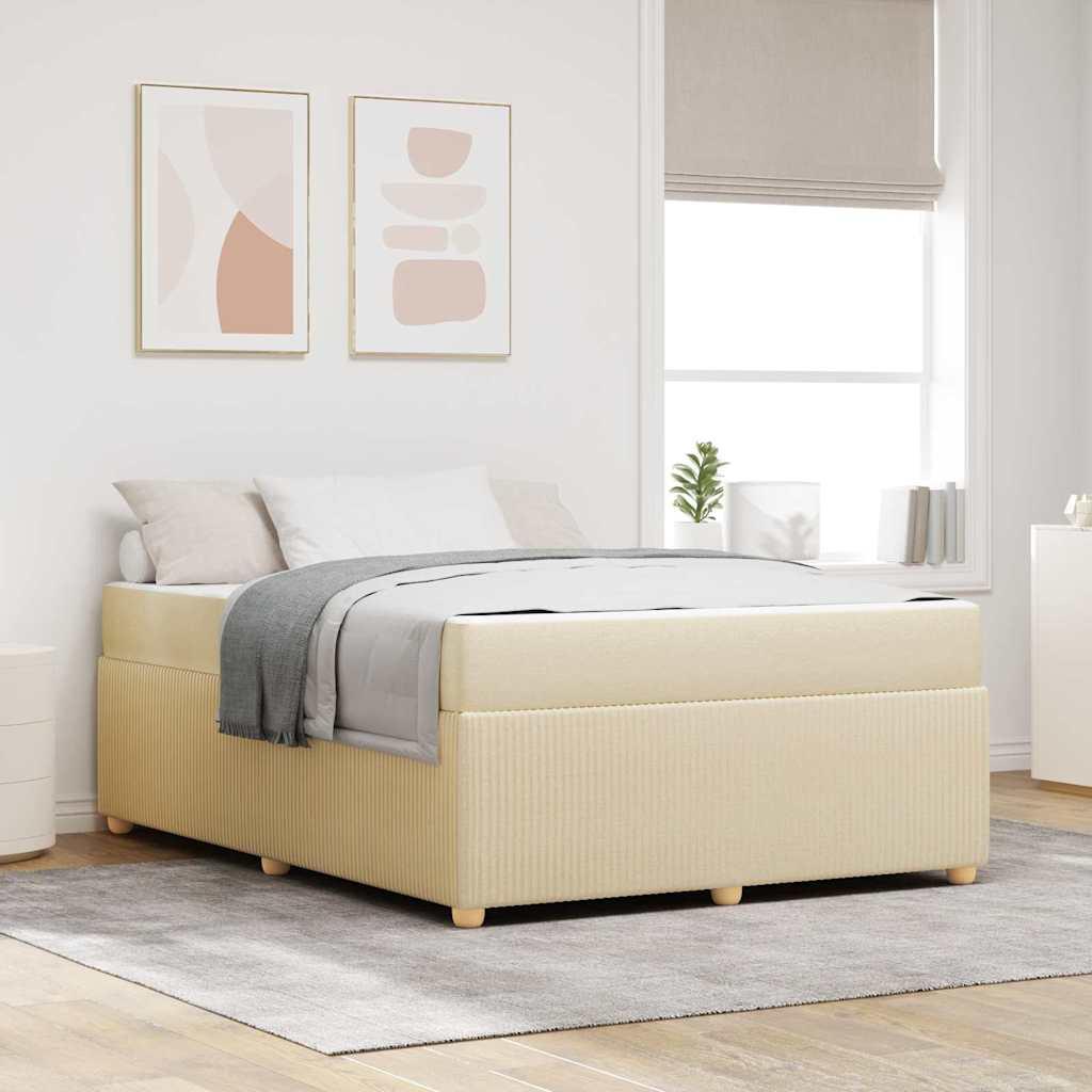 Sengestel med madras Creme 140 x 200 cm Stof