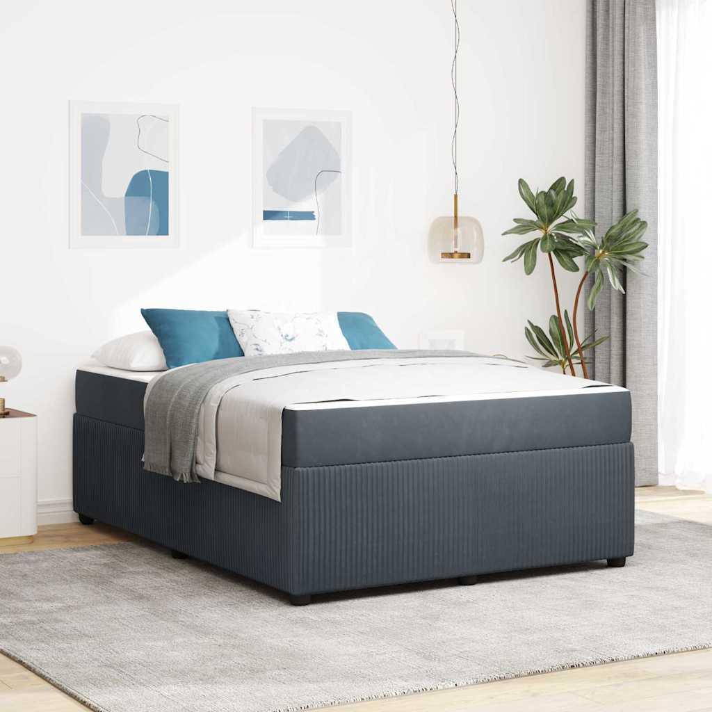 Sengestel med madras Mørkegrå 140 x 200 cm Stof