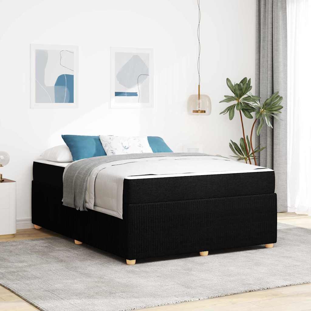 Sengestel med madras Sort 160 x 200 cm Stof