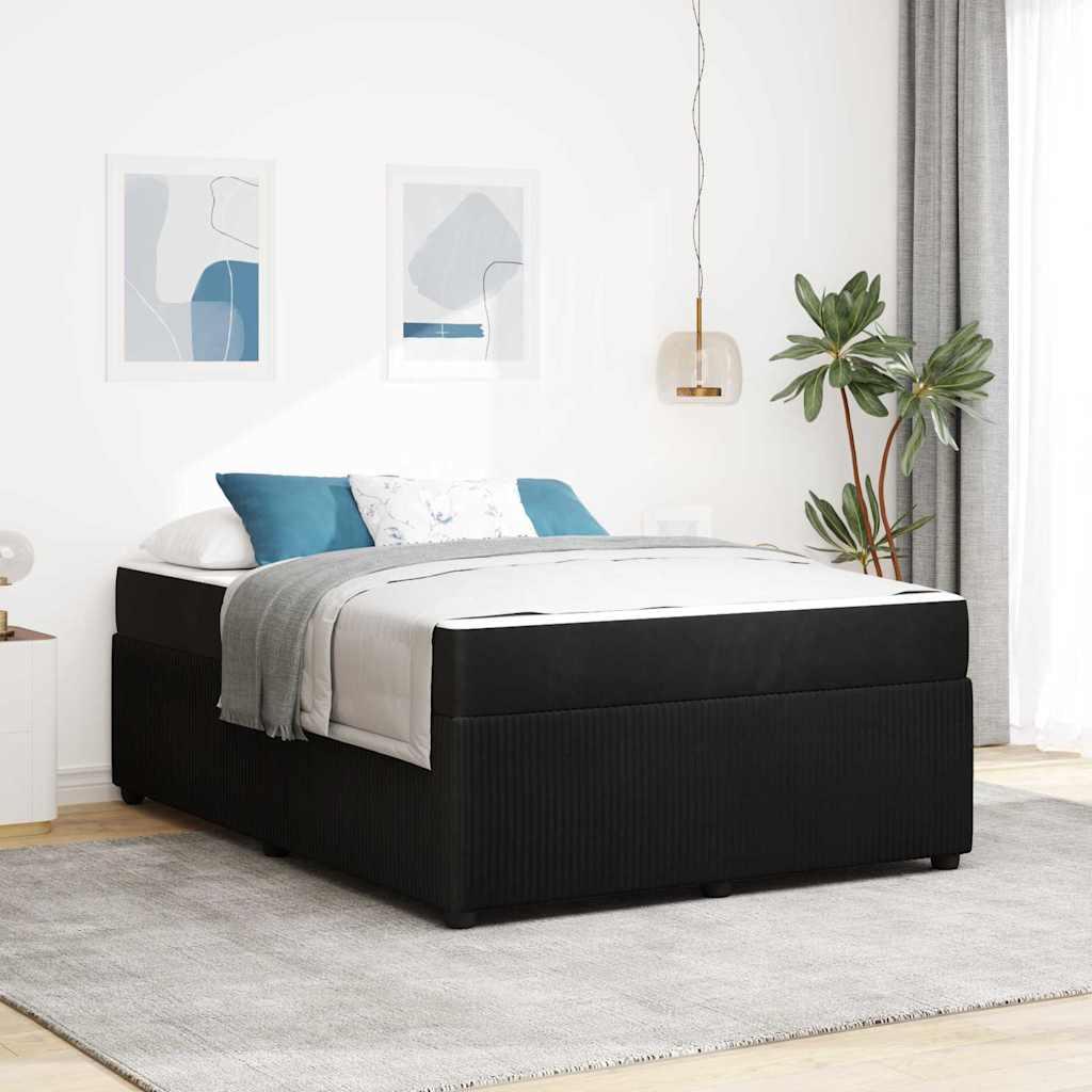 Sengeramme Med Madras Med Madras Lysegrå 80 X 200 Cm Fløjl - Sort / 160 x 200 cm