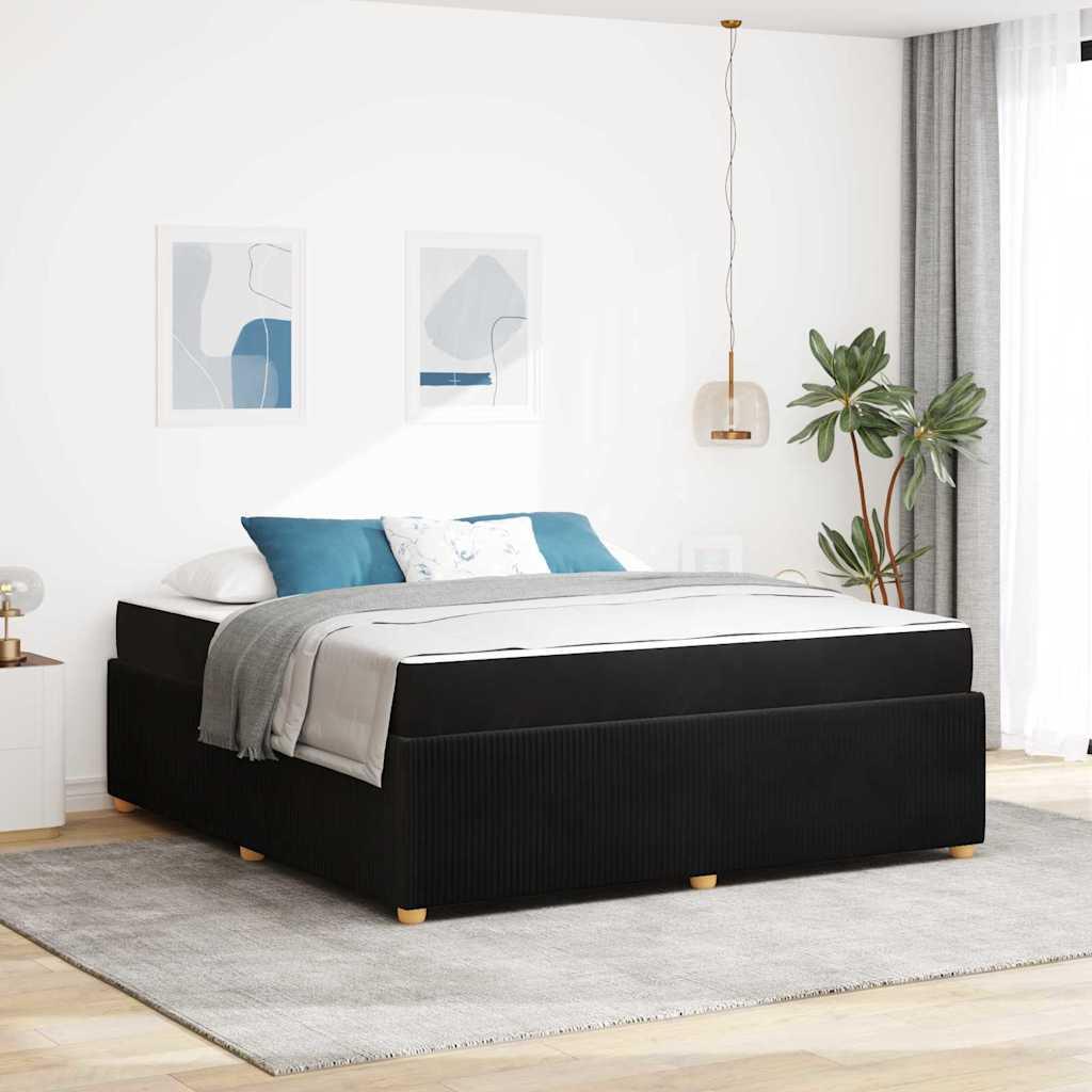 Sengeramme Med Madras Med Madras Lysegrå 80 X 200 Cm Fløjl - Sort / 180 x 200 cm