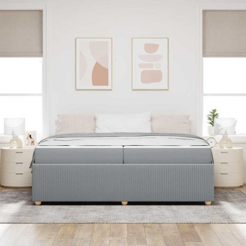 Sengestel med madras lysegrå 200 x 200 cm - stof