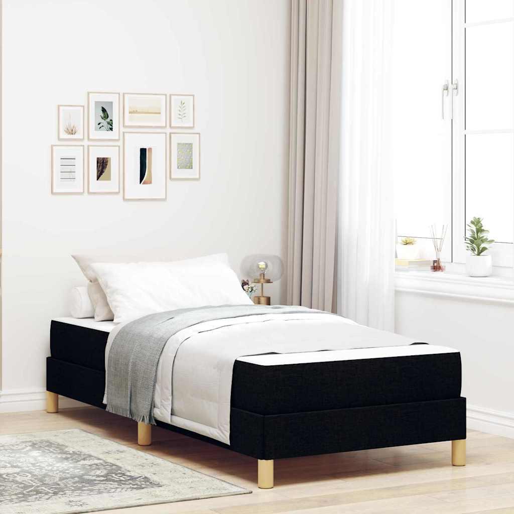 Kontinentalseng med madras Sort 90 x 200 cm Stof