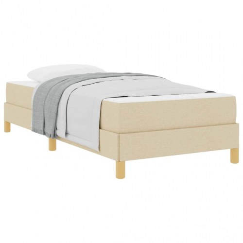 Kontinentalseng med madras - creme stof 90 × 200 cm