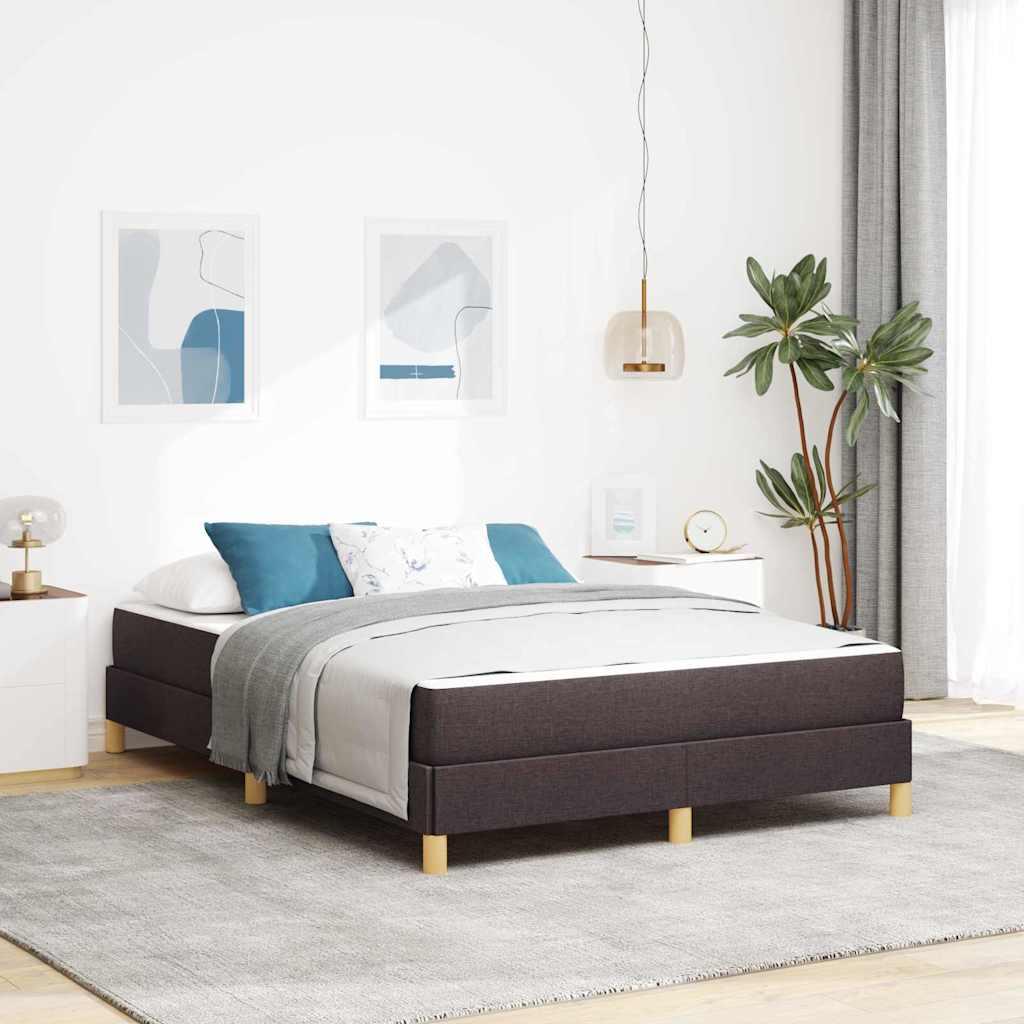 Box Spring Seng Brun 140 X 200 Cm Stof Og Konstrueret Træ