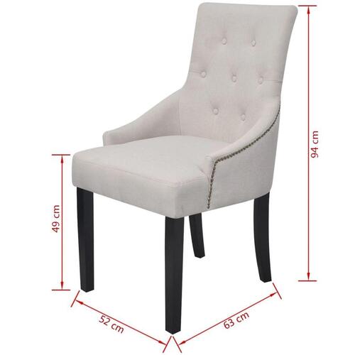 Spisebordsstole 6 stk. stof cremegrå