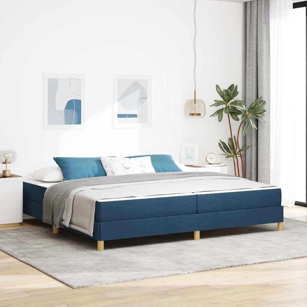 Kontinentalseng med madras Blå 200 x 200 cm Stof