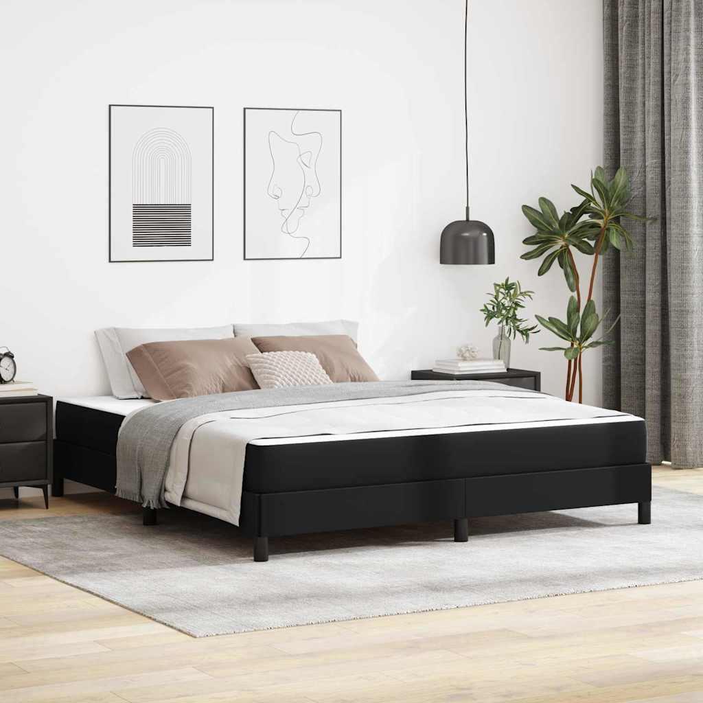 Sengestel med madras - sort stof, 180 x 200 cm