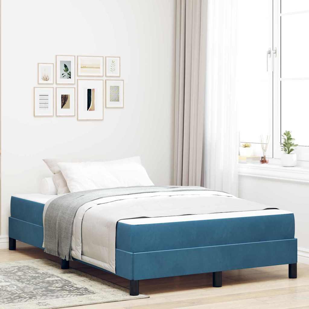 Boxmadras Med Topmadras Med Madras Mørk Blå 120 X 190 Cm Fløjl