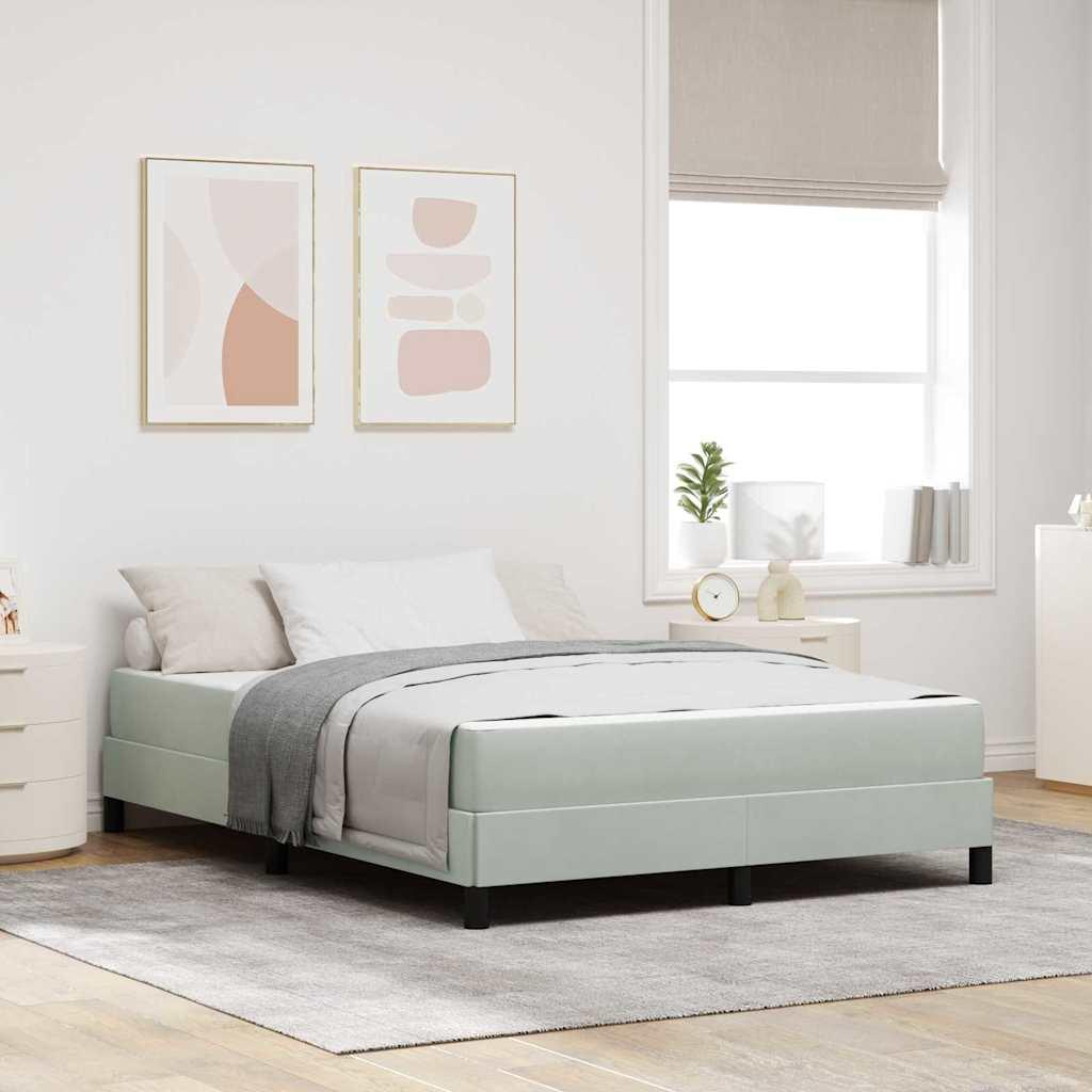 Boxmadras Med Topmadras Lysegrå 140 X 190 Cm Fløjl