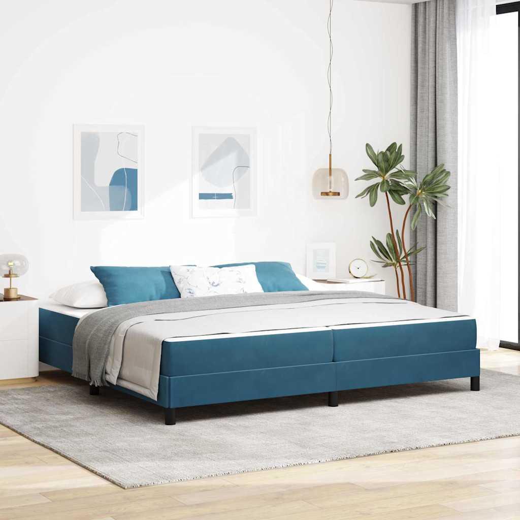 Boxmadras Med Topmadras Med Madras Mørk Blå 200 X 200 Cm Fløjl