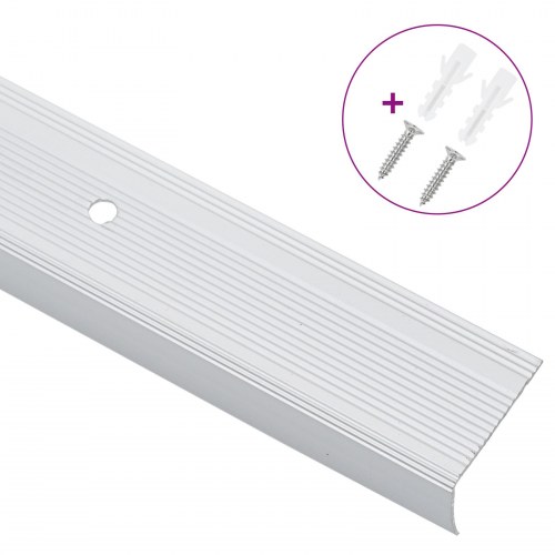 Trinkantprofiler - 10 stk L-formede trappe-nosinger i aluminium, sølv 67 × 3,5 × 3 cm