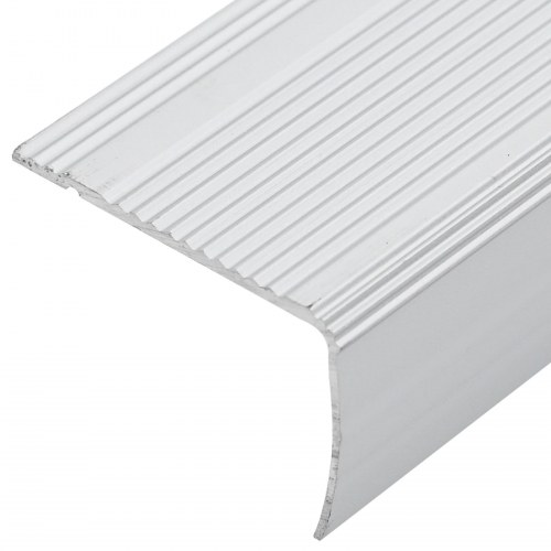 Trinkantprofiler - 10 stk L-formede trappe-nosinger i aluminium, sølv 67 × 3,5 × 3 cm