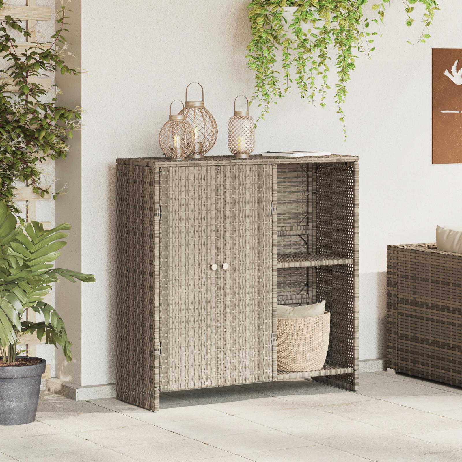 Opbevaringsskab med opbevaring Lysegrå 100 x 36 x 102 cm Rattan