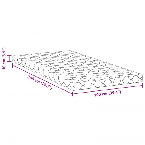 Skummadras med kokoslag 100 x 200 cm - hvid