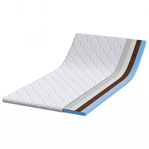 Topmadras med kokosfibre 140 x 190 cm - hvid
