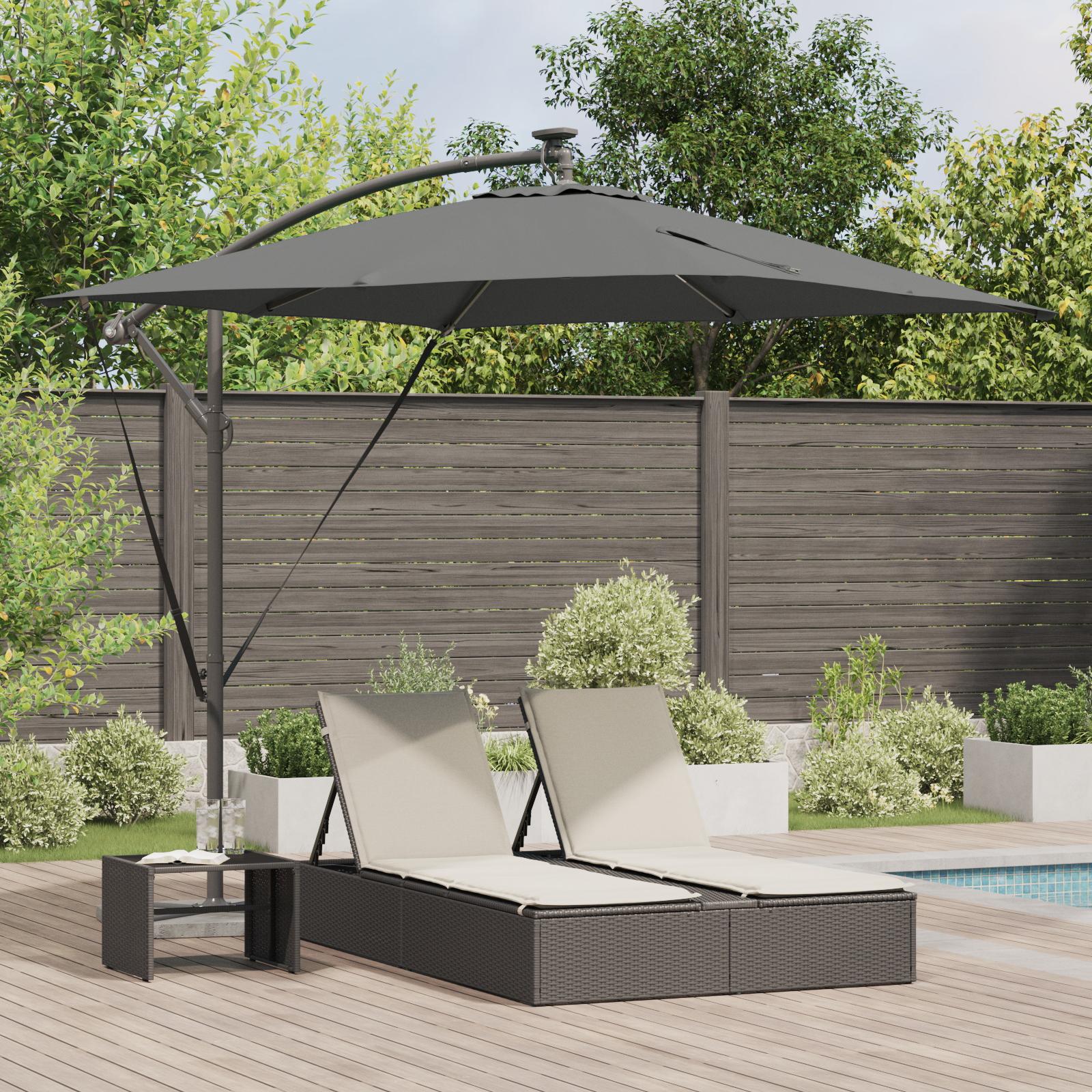 Hængeparasol antracit 249 × 249 × 250 cm - polyester og aluminium