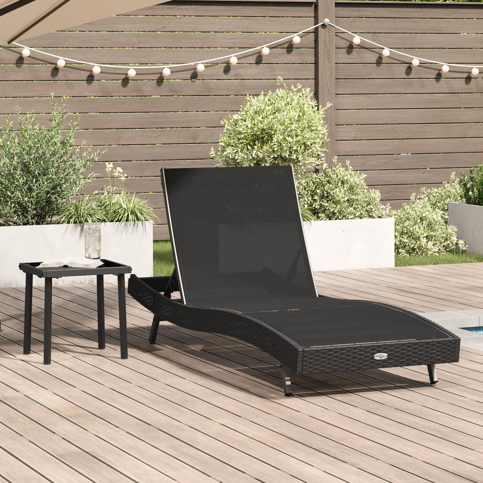 Solseng med bord 2 stk Sort 40 x 40 x 40.5 cm polyrattan