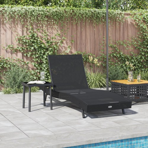 Solseng med bord 2 stk Sort 40 x 40 x 40.5 cm polyrattan