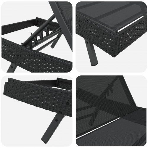 Solseng med bord 2 stk Sort 40 x 40 x 40.5 cm polyrattan