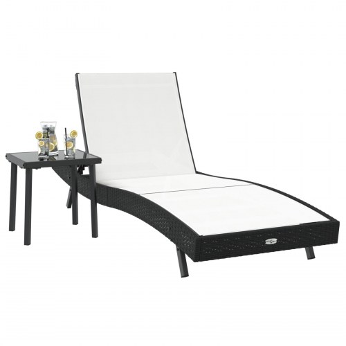 Solseng med bord 2 stk Sort 40 x 40 x 40.5 cm polyrattan