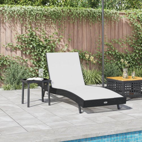 Solseng med bord 2 stk Sort 40 x 40 x 40.5 cm polyrattan