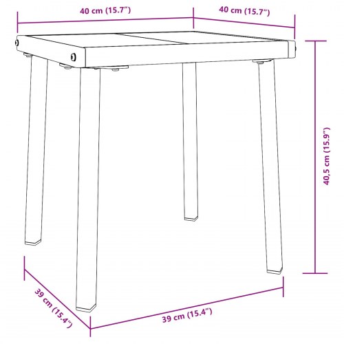 Solseng med bord 2 stk Sort 40 x 40 x 40.5 cm polyrattan