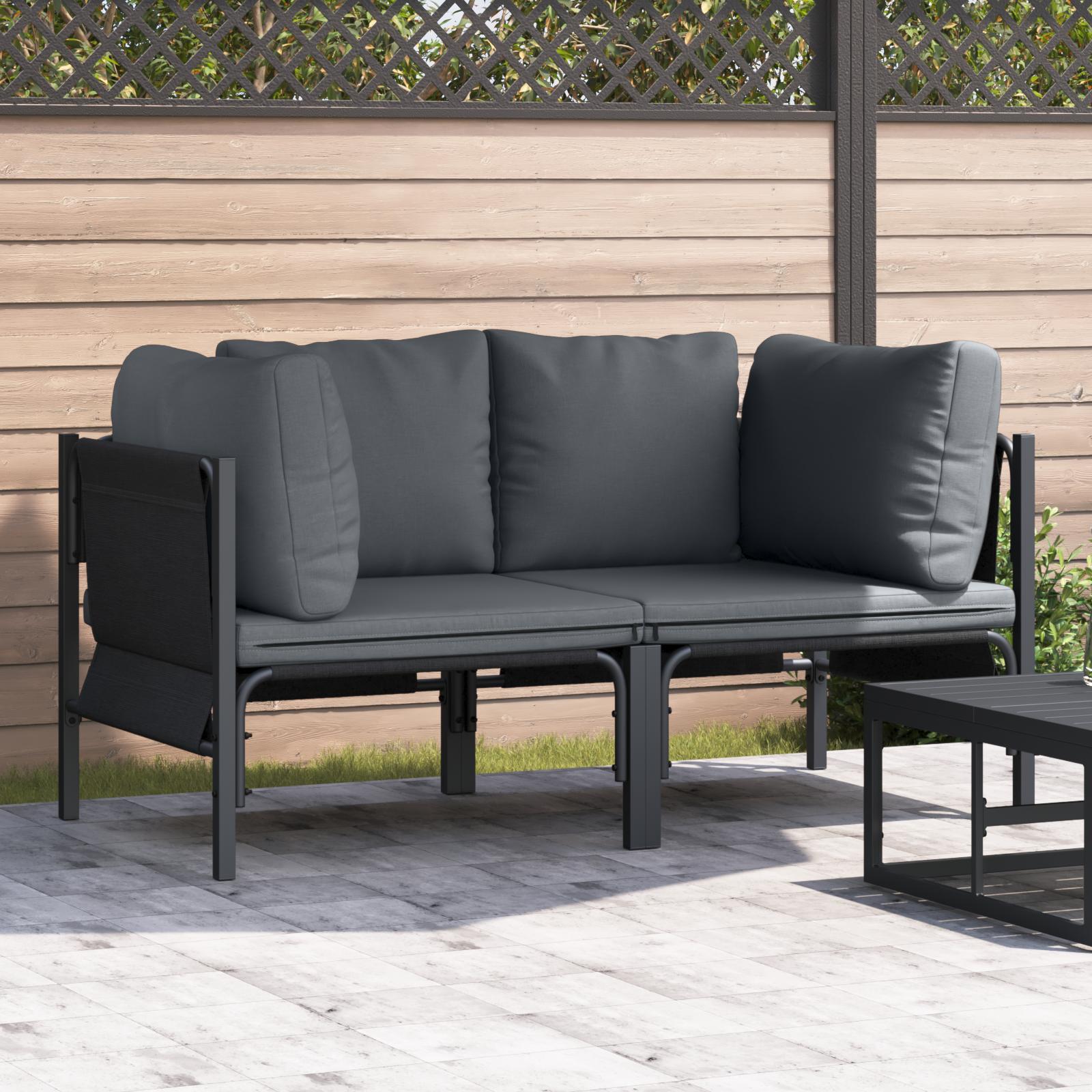 Udendørs Møbler Med Pude Med Pude Antracit 80 X 80 X 71 Cm Stål - 2x hjørnesofa