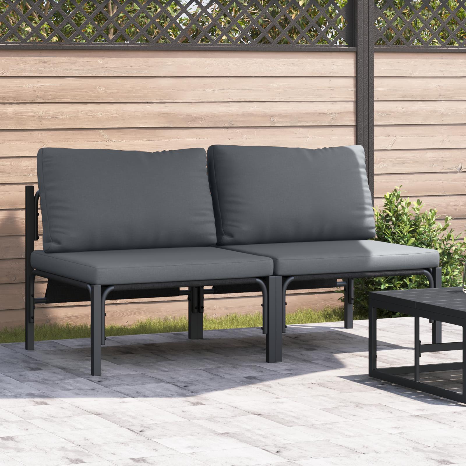 Udendørs Møbler Med Pude Med Pude Antracit 80 X 80 X 71 Cm Stål - 2x midtersofa