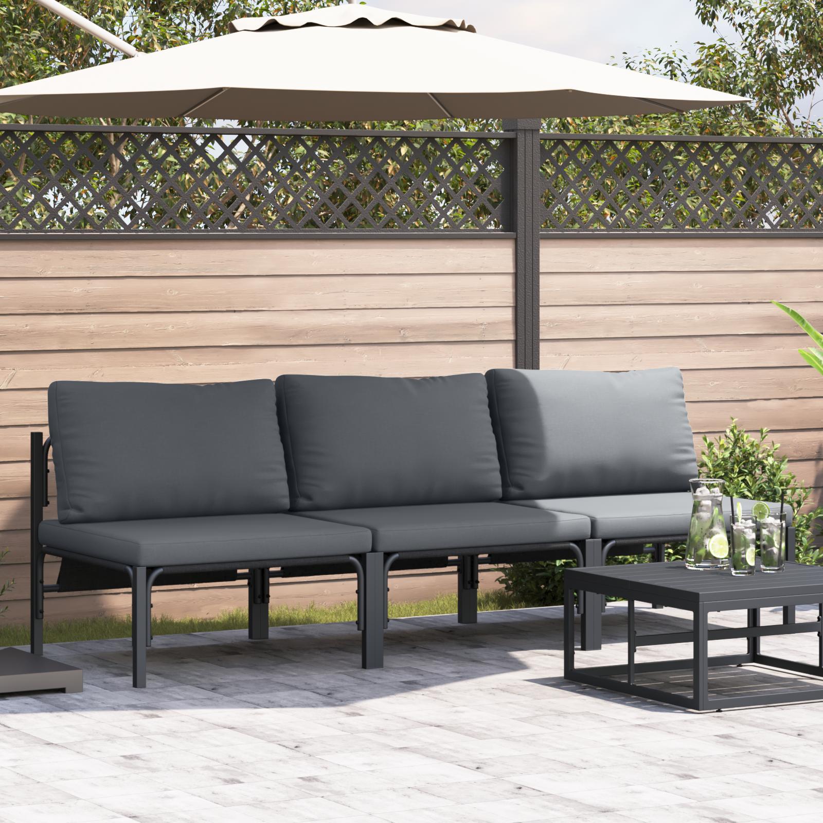 Udendørs Møbler Med Pude Med Pude Antracit 80 X 80 X 71 Cm Stål - 3x midtersofa