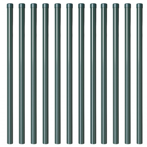 Hegnssøjler 12 stk Grøn 110 cm Pulverlakeret Stål