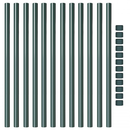 Hegnssøjler 12 stk Grøn 110 cm Pulverlakeret Stål