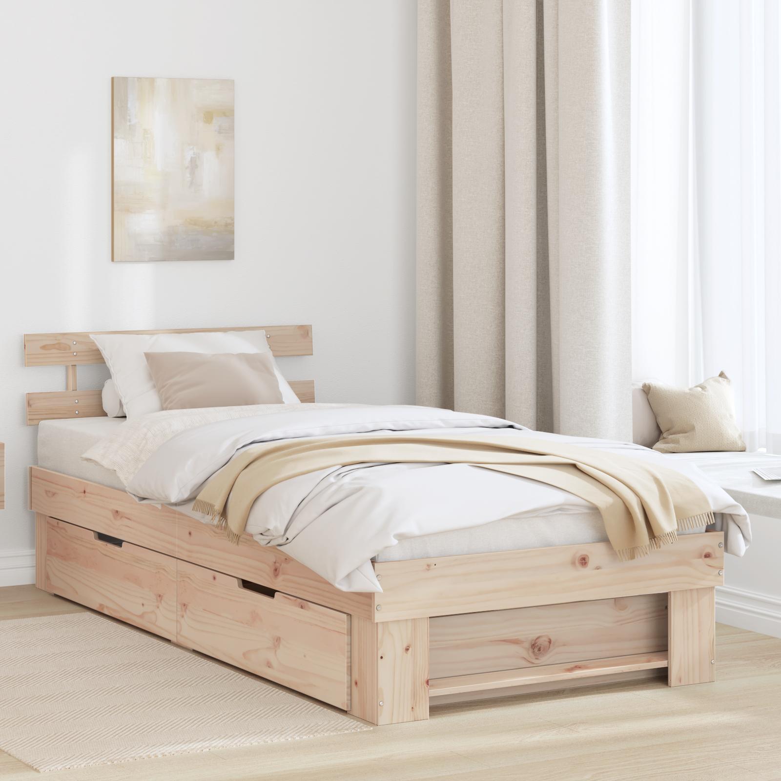 Sengestel med hovedgærde Brun 90 x 190 cm Massivt fyrretræ