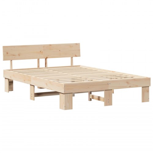 Sengestel med sengegavl i massiv fyrretræ 150 x 200 cm - naturfarvet