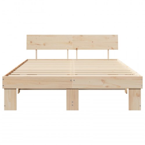 Sengestel med sengegavl i massiv fyrretræ 150 x 200 cm - naturfarvet