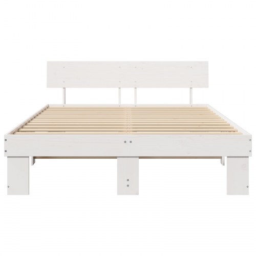 Sengestel med hovedgærde 140 x 200 cm - hvid, massiv fyrretræ