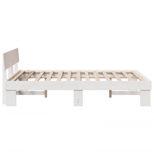 Sengestel med hovedgærde 140 x 200 cm - hvid, massiv fyrretræ