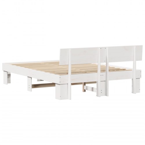Sengestel med hovedgærde 140 x 200 cm - hvid, massiv fyrretræ