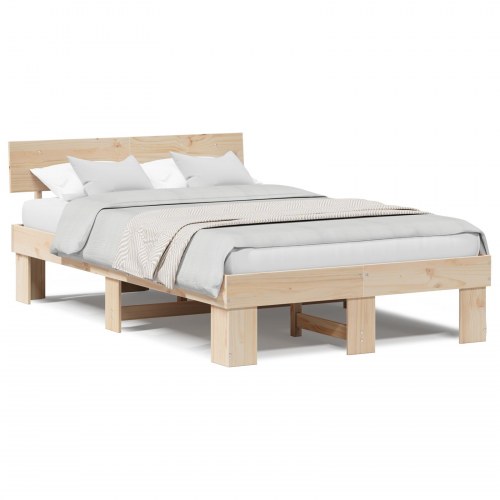 Sengestel med sengegavl 120 x 200 cm - naturfarvet fyrretræ