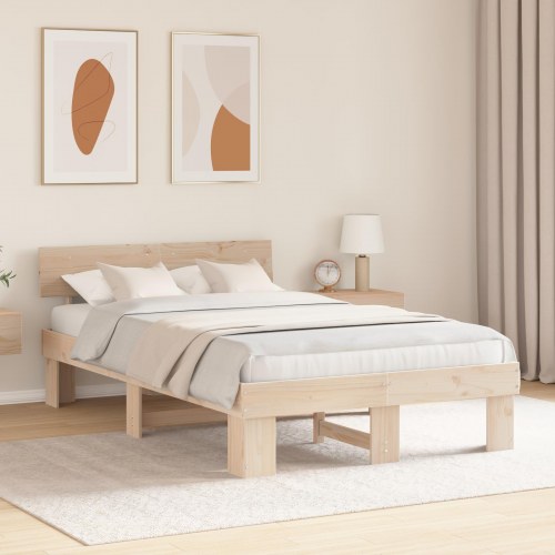 Sengestel i massiv fyrretræ 135 x 190 cm - naturfarvet