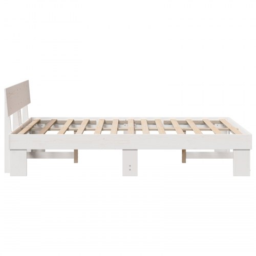Sengestel med hovedgærde 135 x 190 cm - hvid, massiv fyrretræ