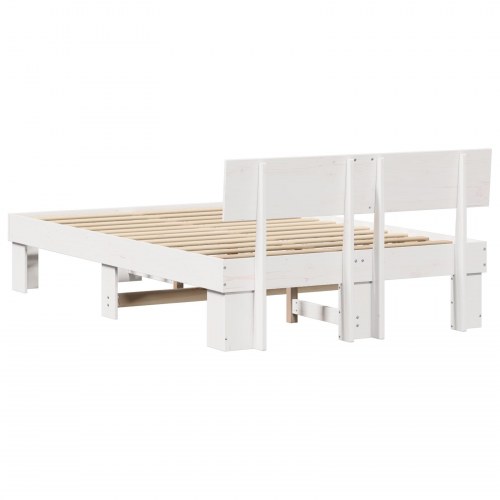 Sengestel med hovedgærde 135 x 190 cm - hvid, massiv fyrretræ