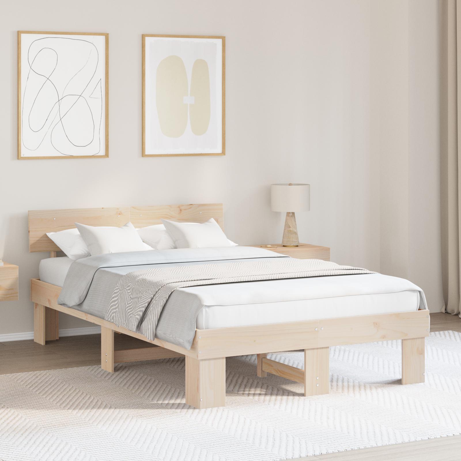 Sengestel med hovedgærde Brun 120 x 190 cm Massivt fyrretræ