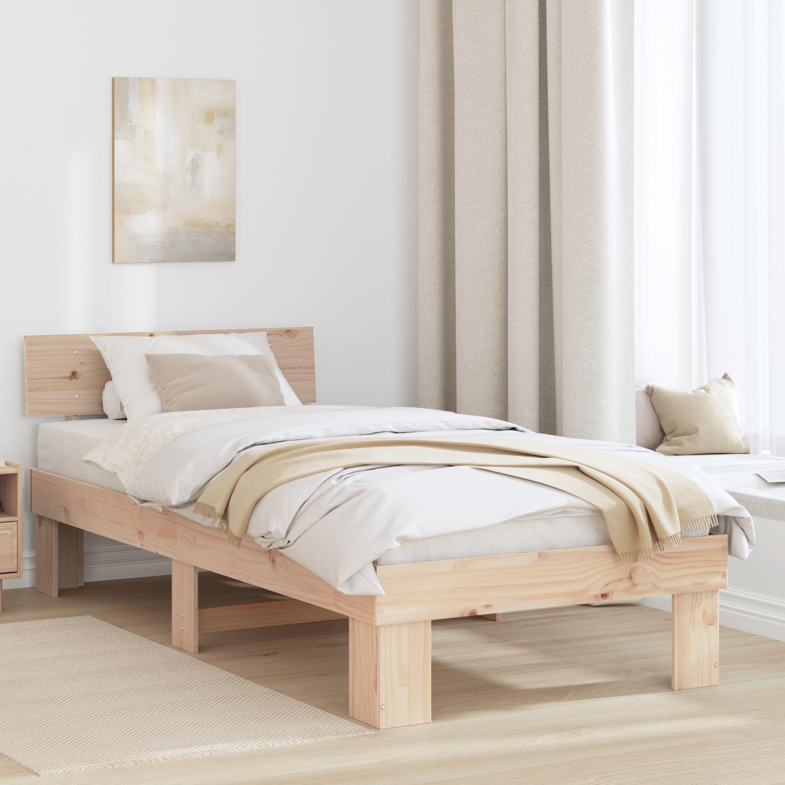 Sengestel med hovedgærde Brun 90 x 190 cm Massivt fyrretræ