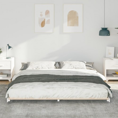 Gulv seng ramme Hvid 180 x 200 cm Massivt fyrretræ