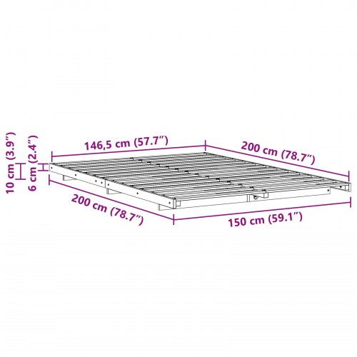 Sengestel i massivt fyrretræ 150 x 200 cm - brun